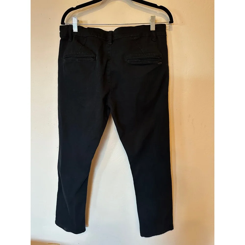Fried Denim Mens Black Slim Straight Stretch Pants 34x32 Cotton Blend